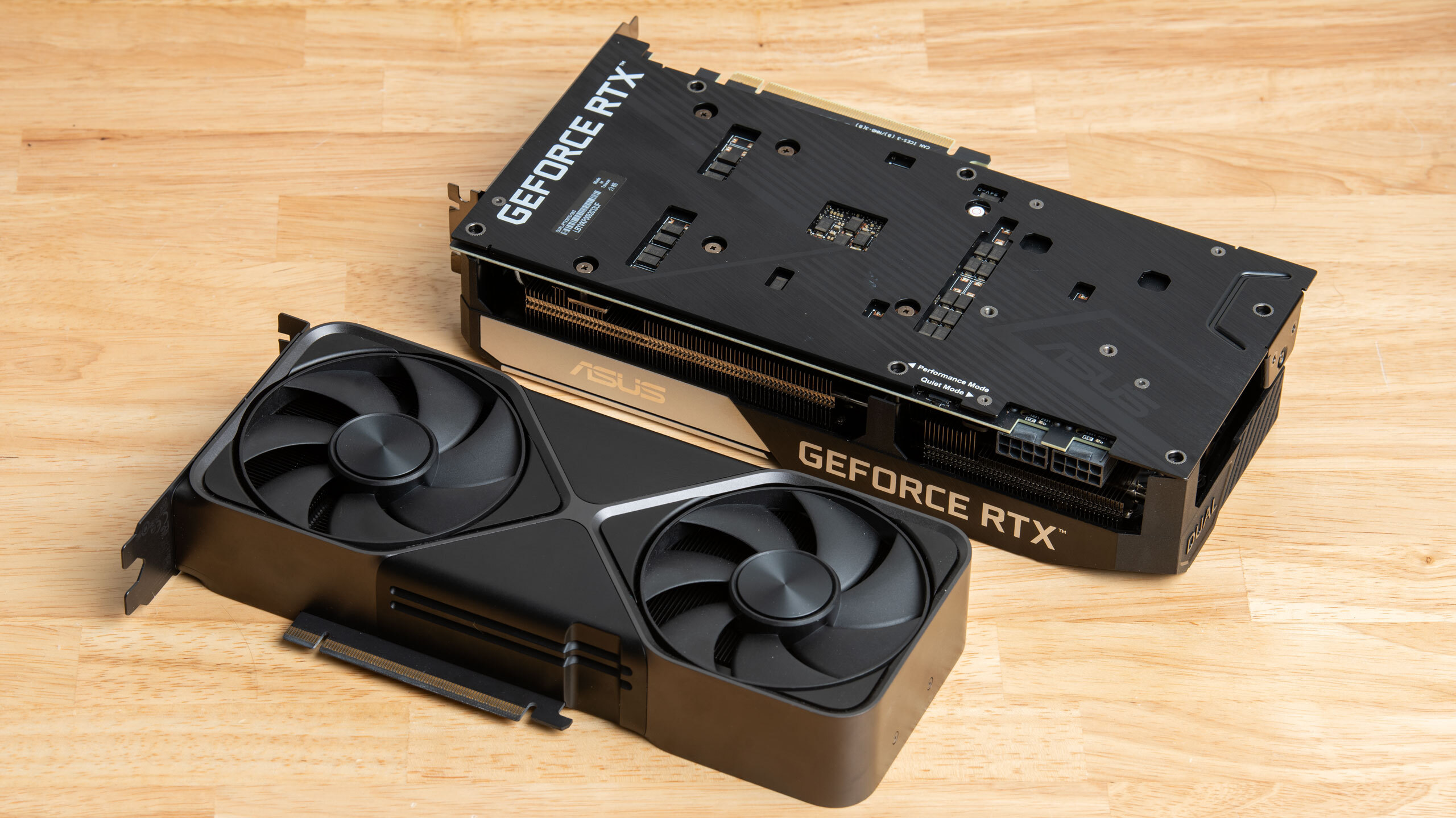 RTX 3070 and RTX 5070 on a desk