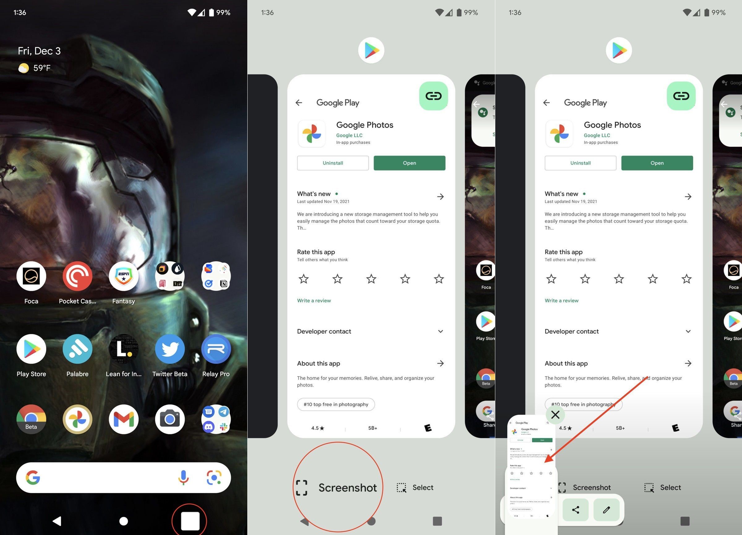 How to take a screenshot on the Google Pixel with 3-button navigation