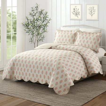 Mainstays Beige Paisley 3-Piece Quilt Set, Full/queen