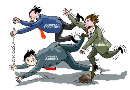 Editorial cartoon World economic race