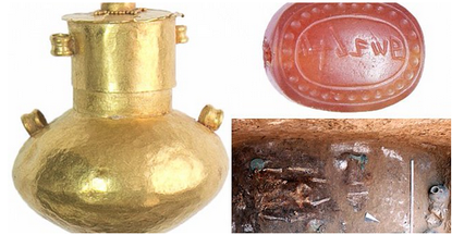 Artifacts found in the ancient tomb of a woman warrior. 
