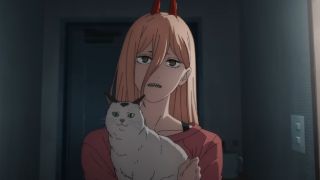 Power holding her cat in Chainsaw Man.