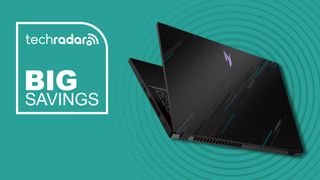 Acer Nitro V 15 gaming laptop against a cyan TechRadar deals background