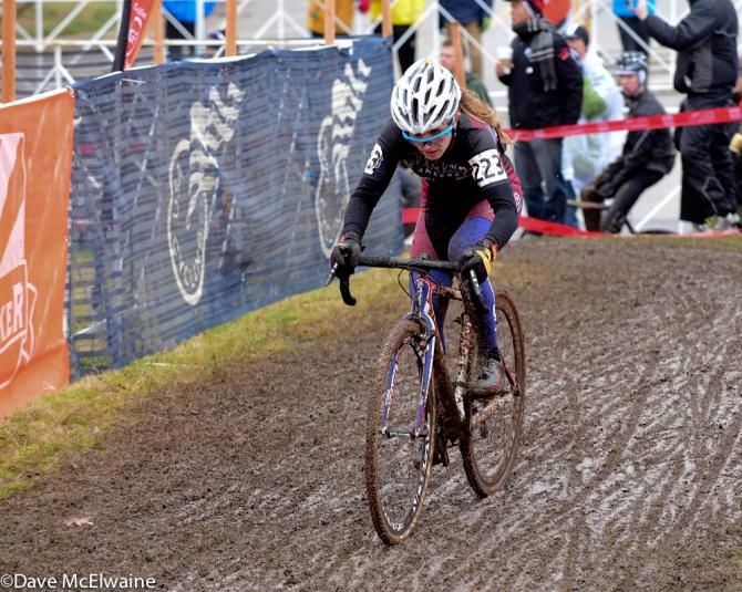 Women's collegiate racing at USA Cycling Cyclo-cross National Championships in Austin, Texas.