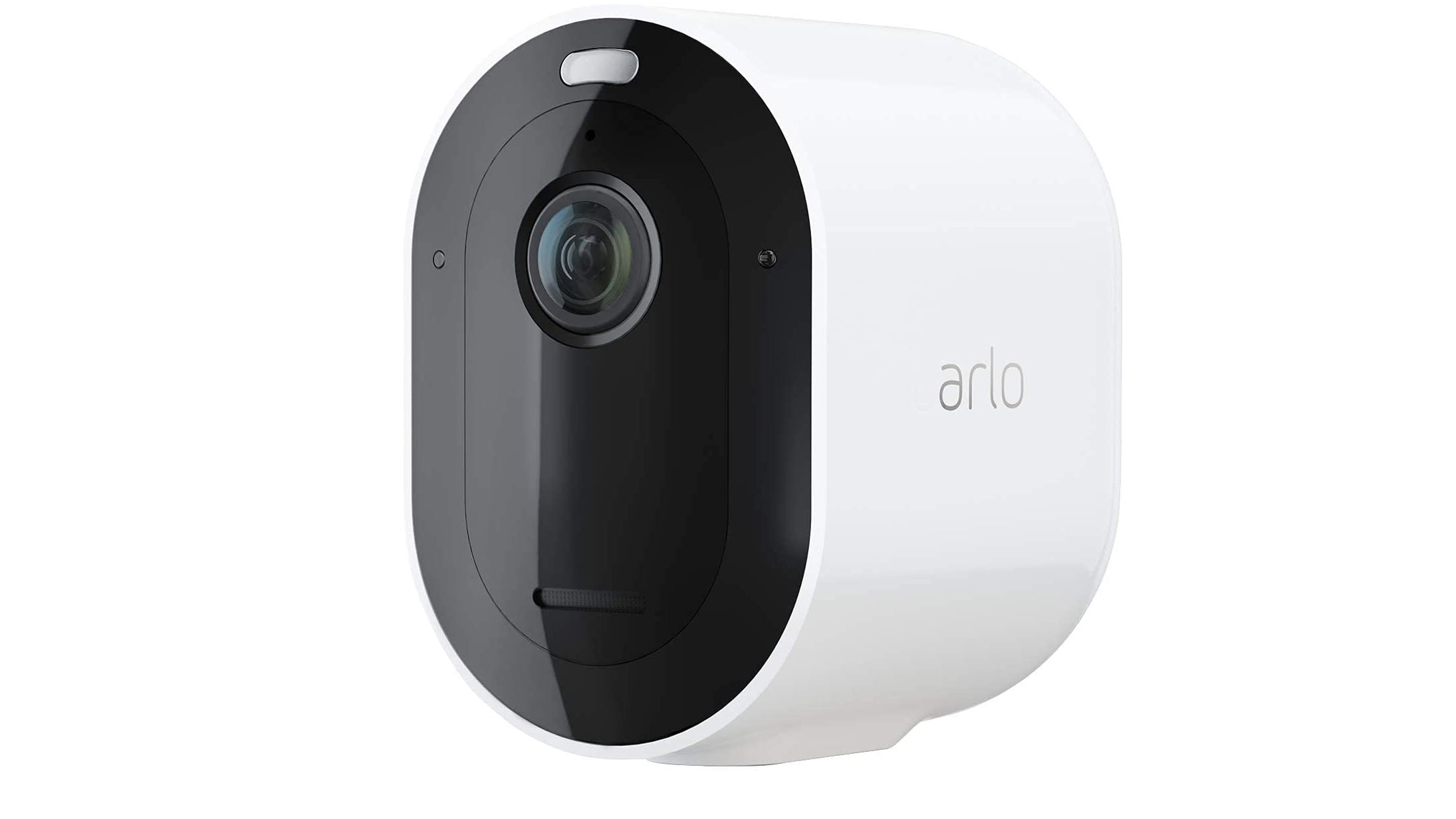 The Arlo Pro 4 - our best home security camera - on a white bakground