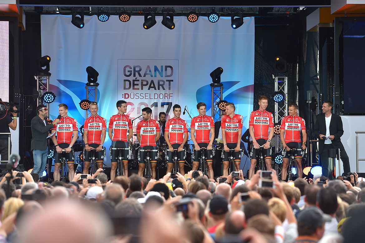 Lotto Soudal line up for the Tour de France presentation