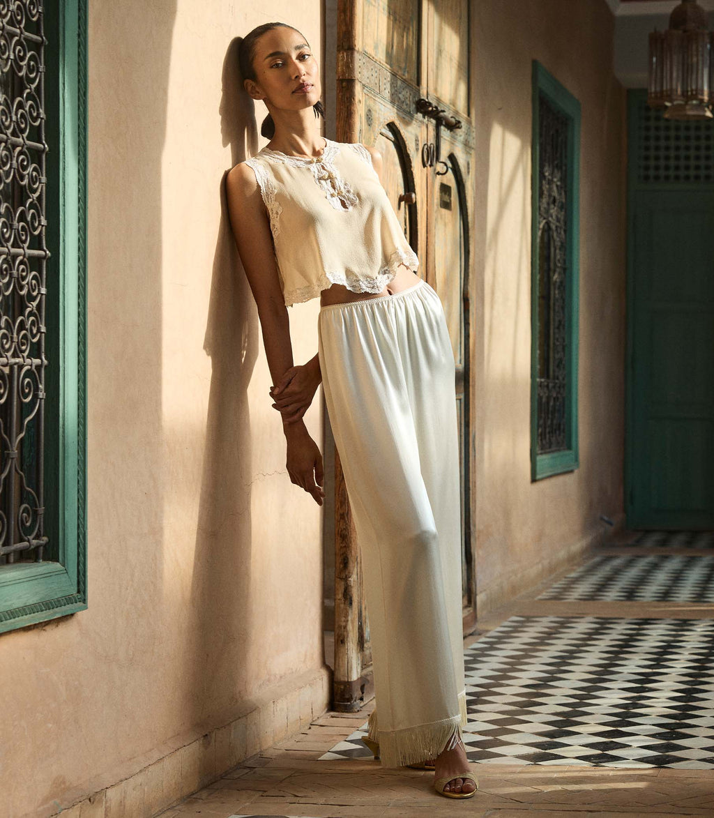 Lavon Fringe Pant -- Candlelight