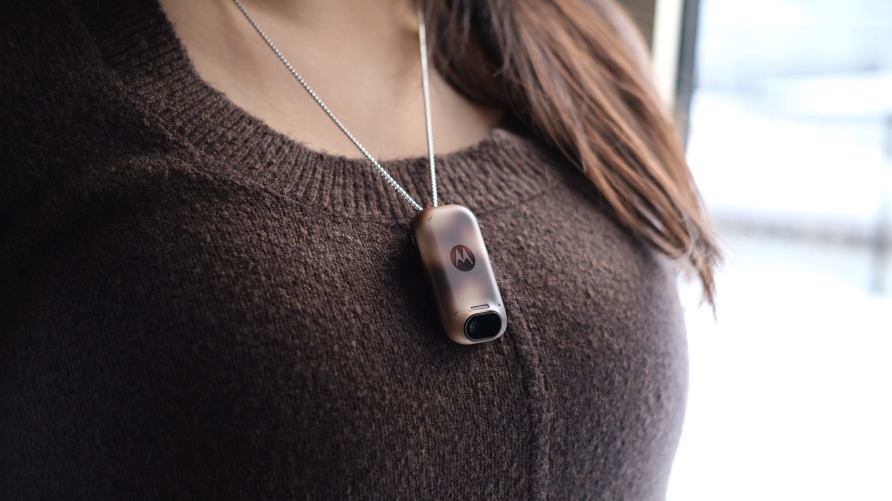 leaked image of wearable motorola ai pendant concept