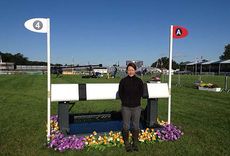Alex Postolowsky at the hurdles in the main arena at Burghley