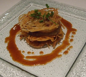 mille feuille of foie gras with caramelised apple in a Calvados sauce