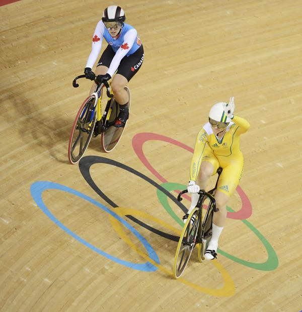Anna Meares (Australia) won her match-up with Monique Sullivan (Canada)