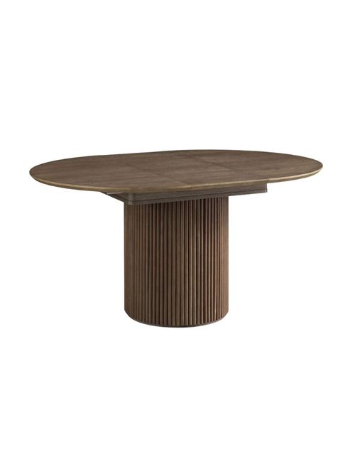 Maru Round Extending Oak Pedestal Dining Table in Silver Oak