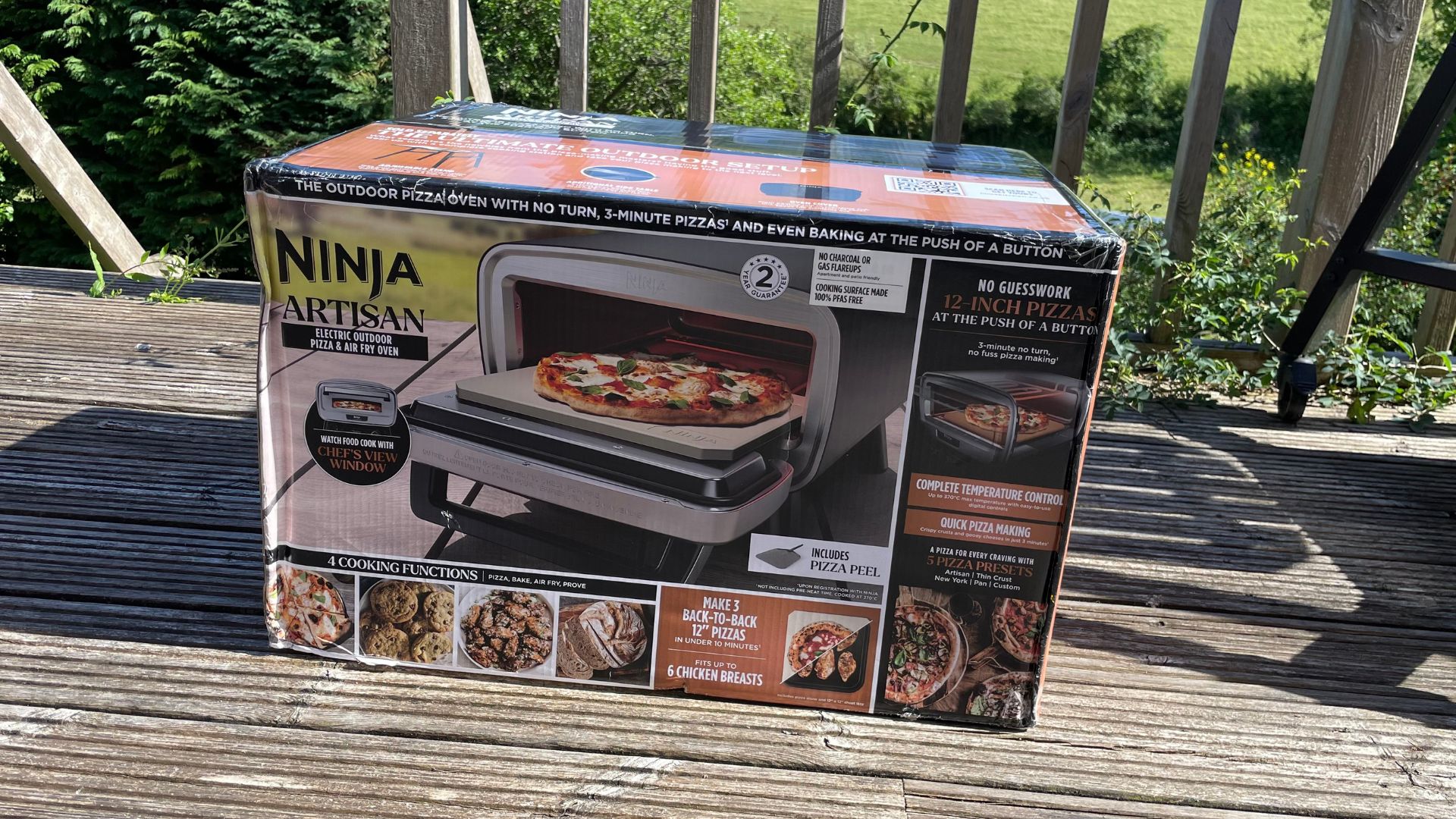 Ninja Artisan Electric Outdoor Pizza Oven and Air Fryer box