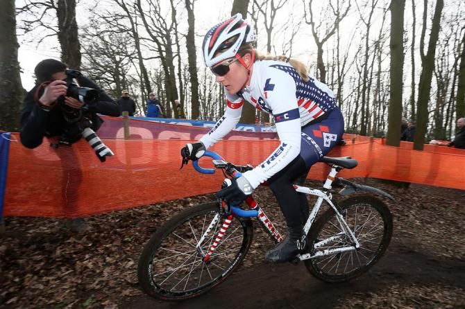 Katie Compton (USA) pre-rides the Worlds course one day prior to the women's world championship