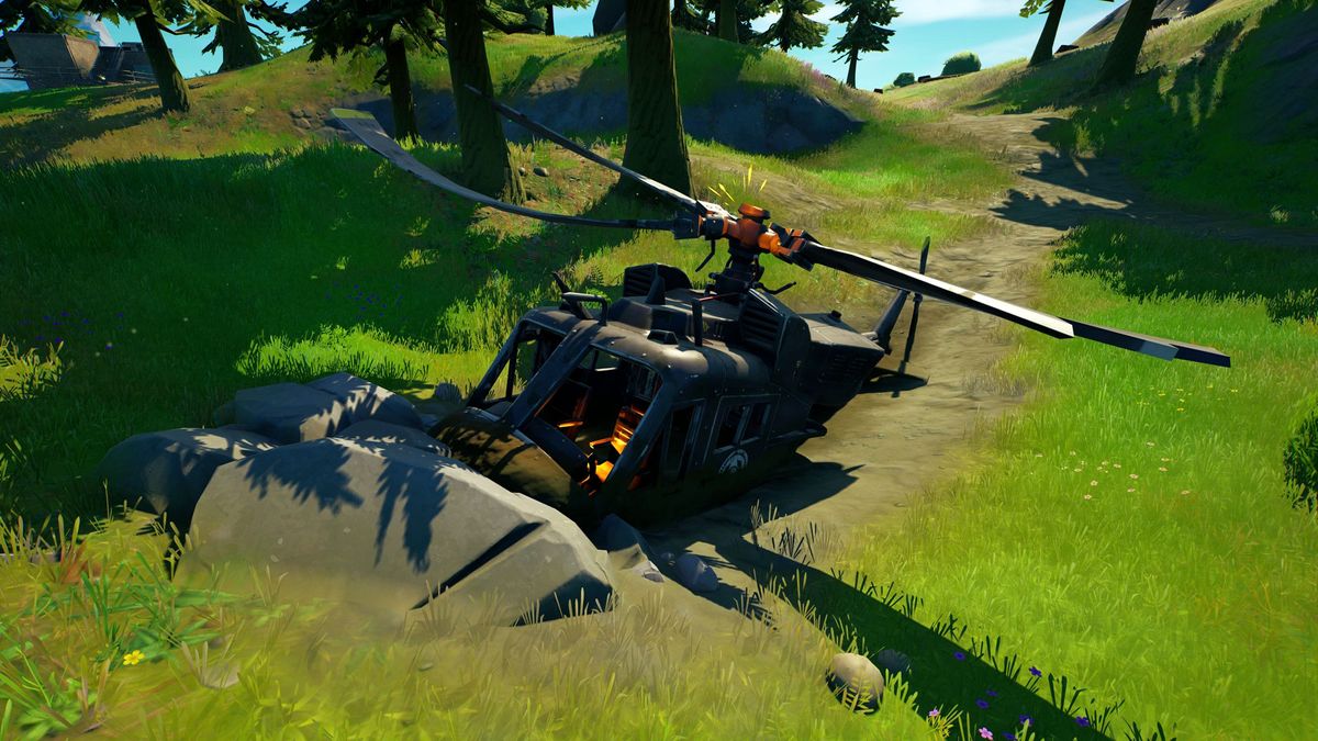 Helicopter Crash Fortnite Location Fortnite Downed Black Helicopter Location How To Investigate The Downed Black Helicopter And Tune It Gamesradar