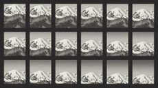 Sequence of images showing Mount Rainier dropping in the frame