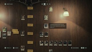 Alan Wake 2 screenshot of Saga's case board reflecting her doubts