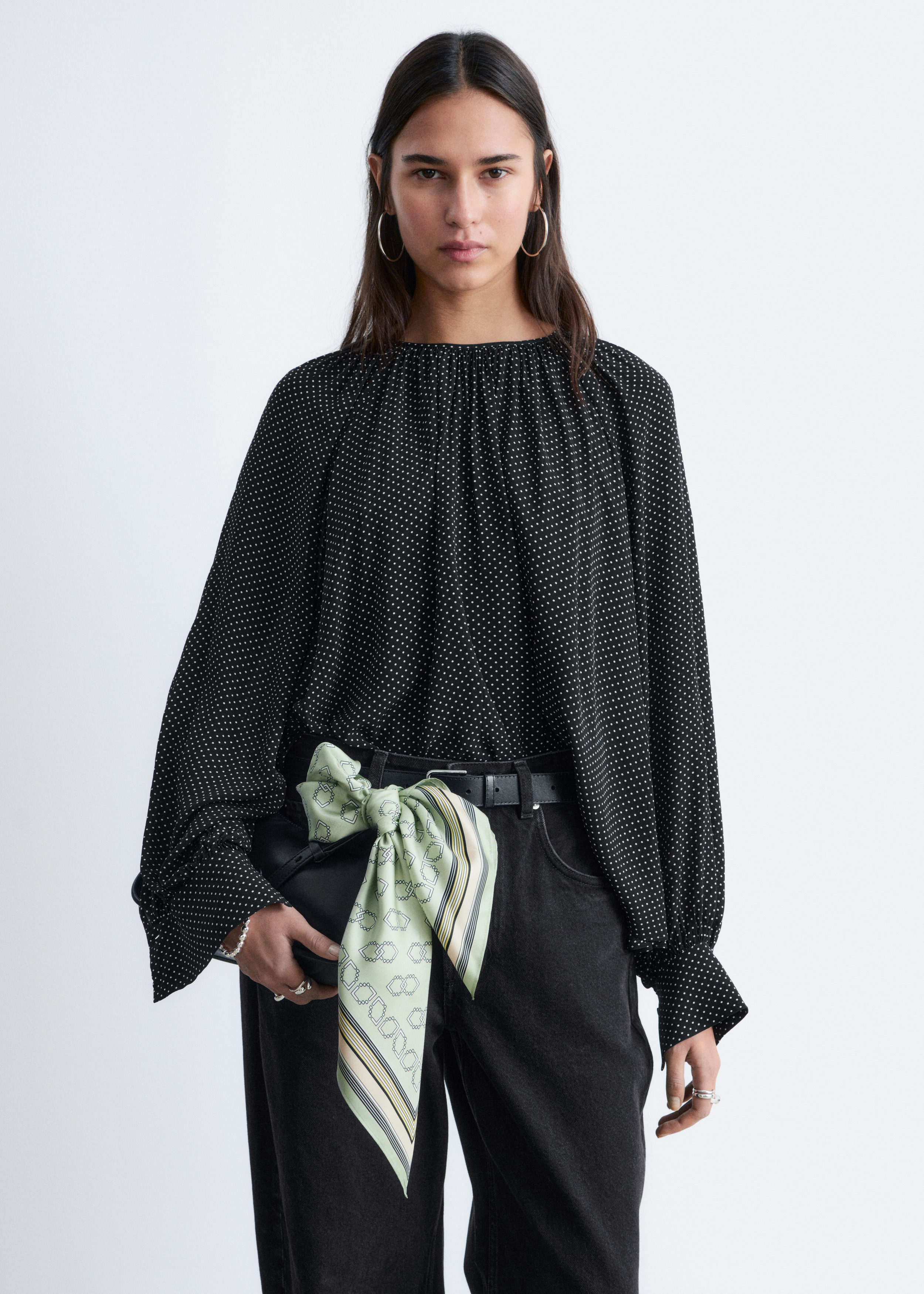 Balloon-Sleeve Blouse