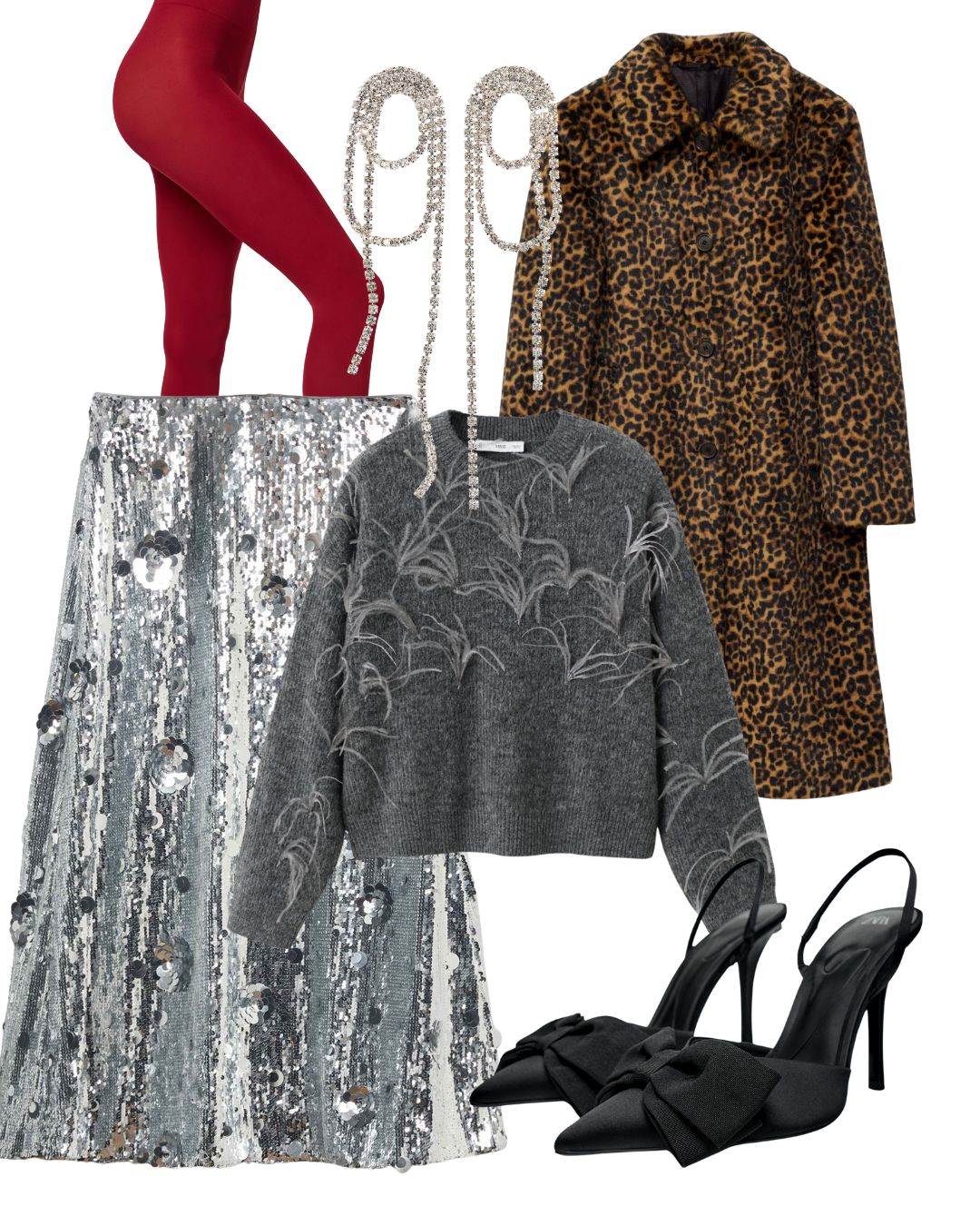 a collage showing high street party outfit ideas
