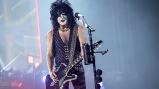Paul Stanley of Kiss performing on stage