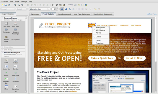 Wireframe tools: Pencil Project