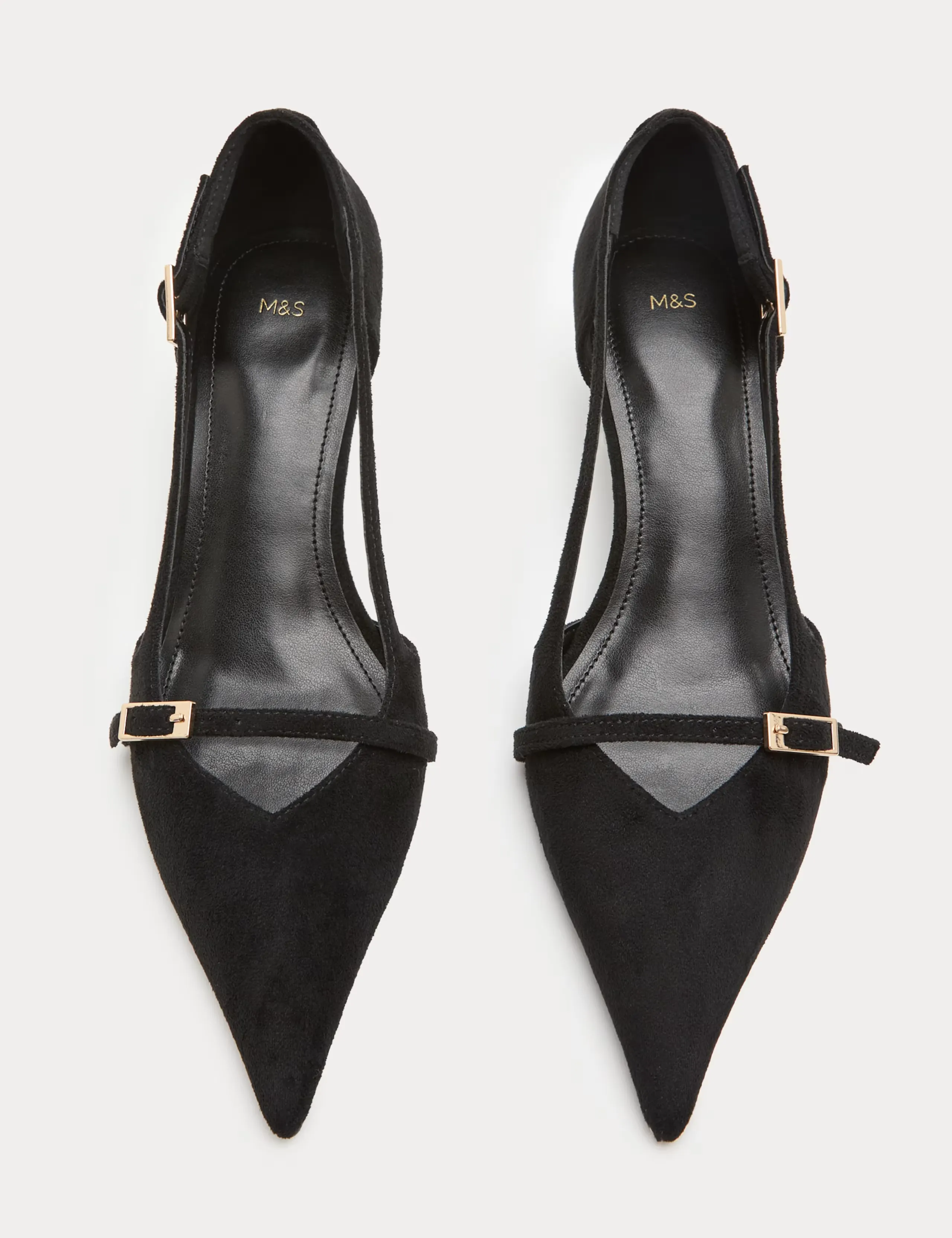 Marks and Spencer, Buckle Detail Kitten Heel Pointed Court Shoes