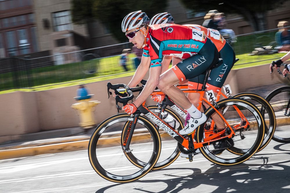 Robert Britton (Rally Cycling) in the leaders jersey during stage 4 of the Tour of The Gila
