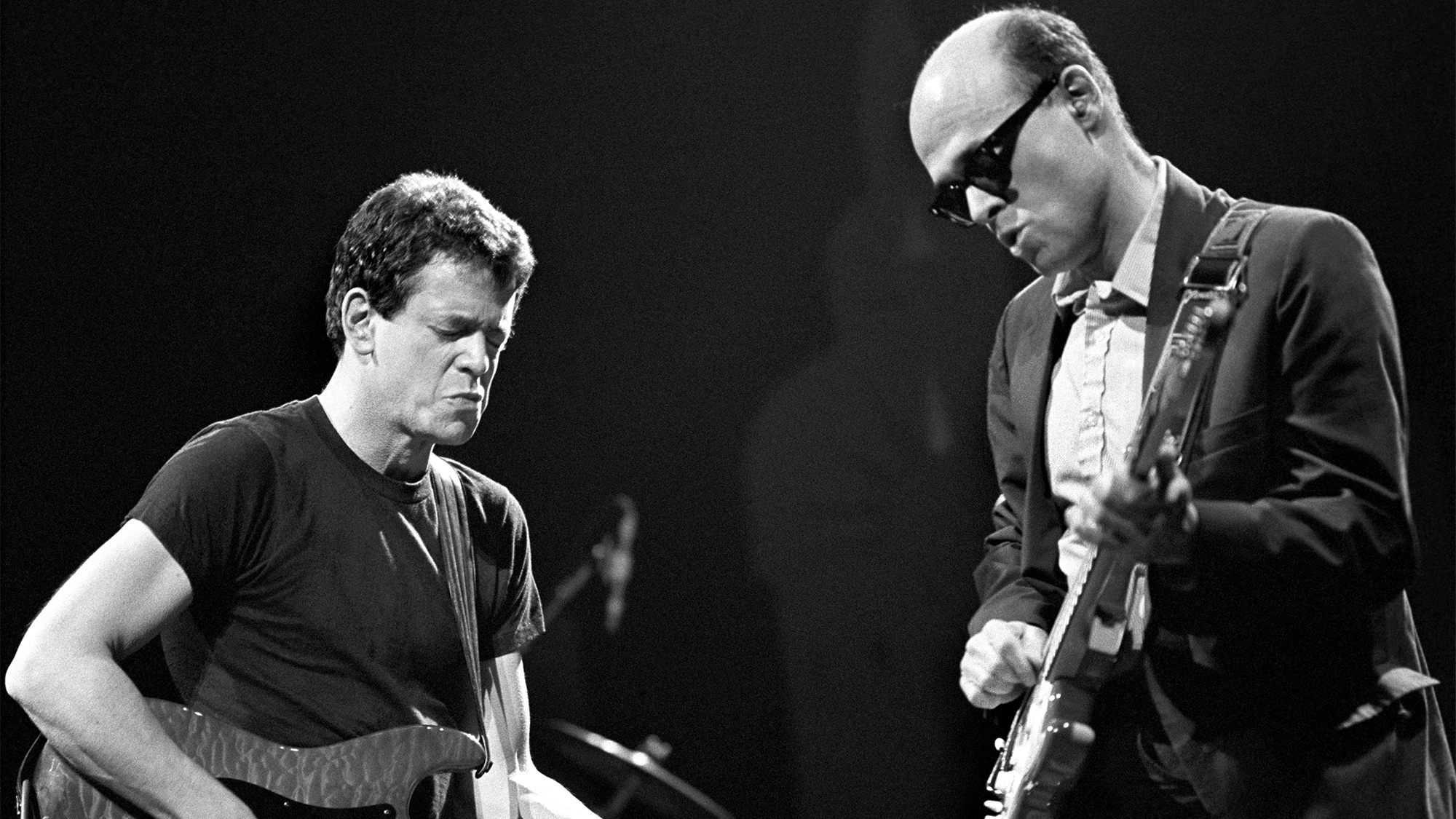 Lou Reed (left) and Robert Quine performing at the Beacon Theater in New York City on October 18, 1984.