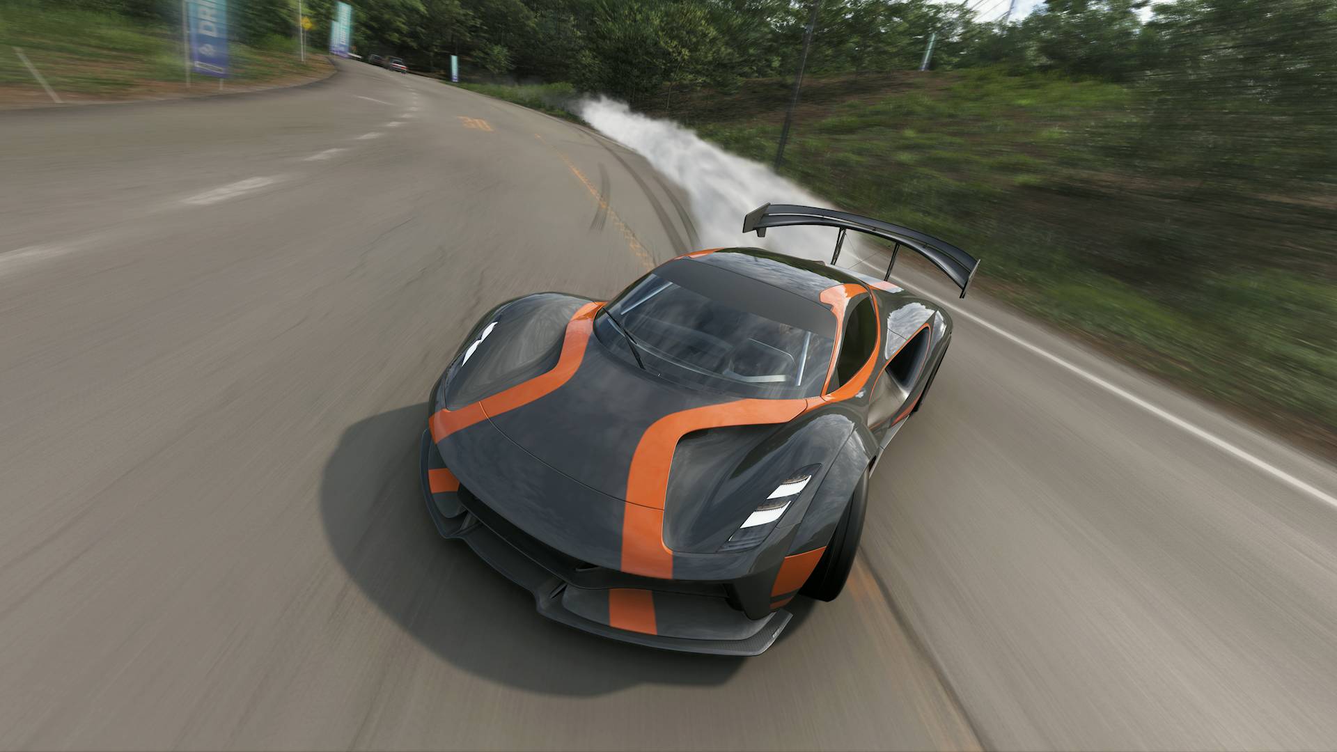 Forza Horizon 6 drift car Lotus Evija leaving tyre smoke trail