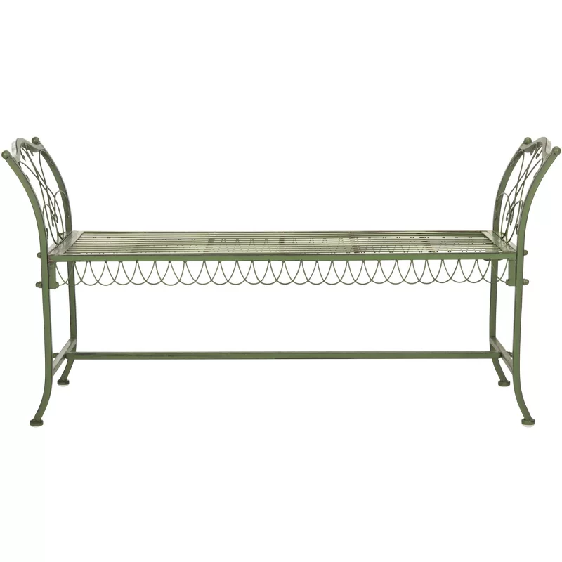 Arona Bench - Outdoor - Pat5015 - Antique Green - Safavieh