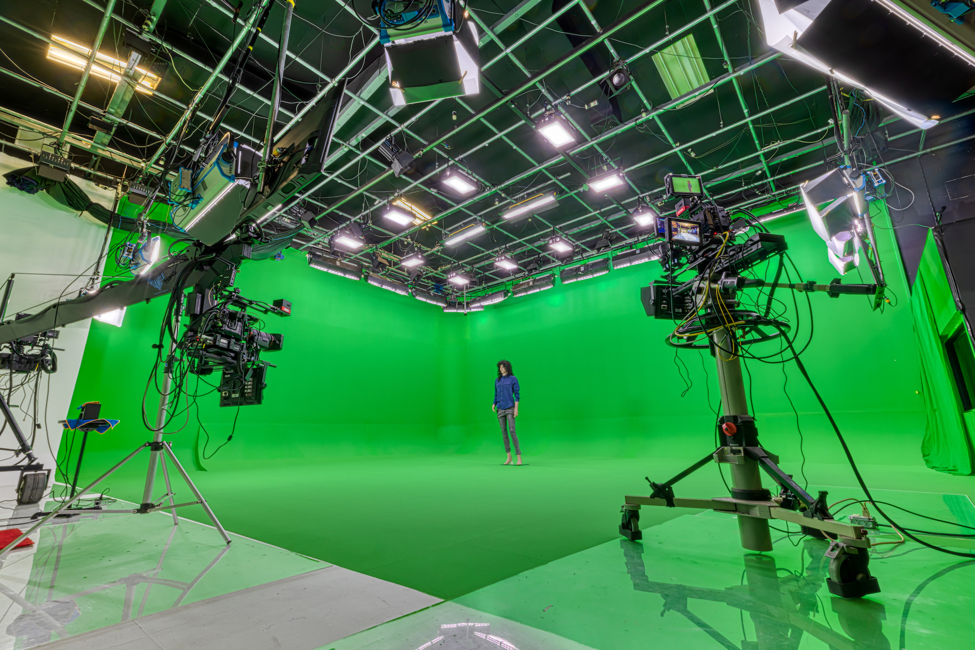 woman on green screen