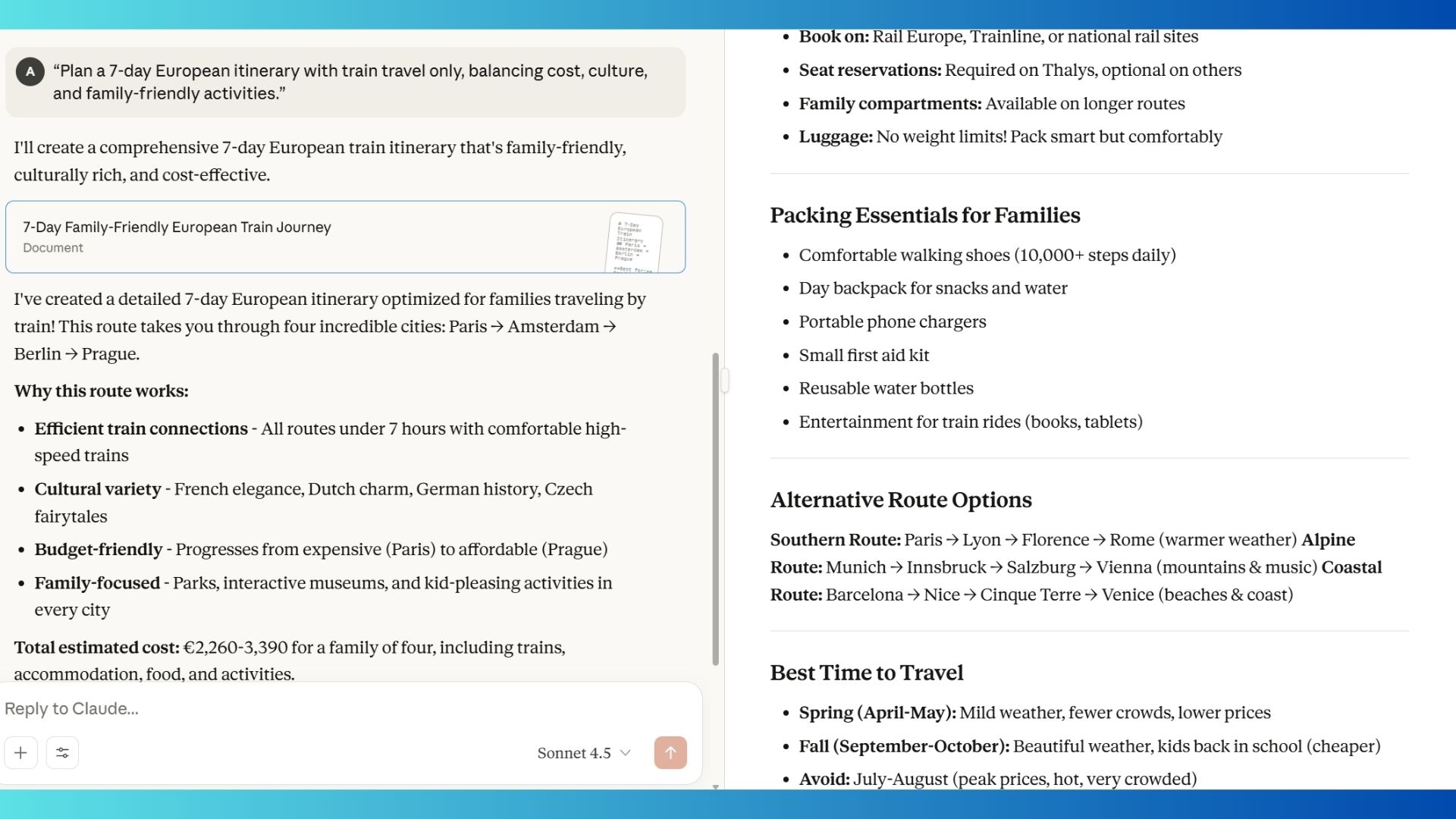 Claude 4.5 output screenshot