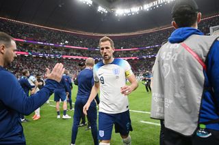 Harry Kane leaves the pitch after England&#039;s World Cup defeat to France