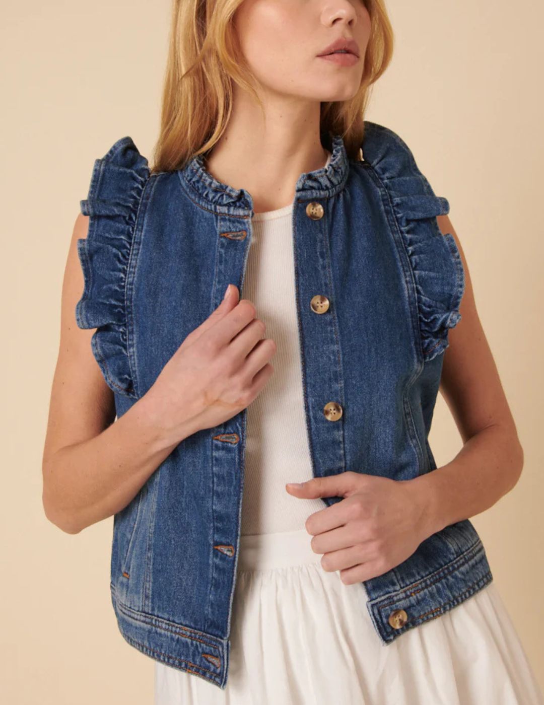 Nobody's Child , Blue Denim Frill Waistcoat