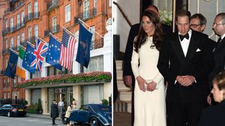 L-Claridge's, R- William and Kate leaving Claridge's