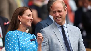 Catherine, Duchess of Cambridge and Prince William, Duke of Cambridge watch from the Royal Box at wimbledon