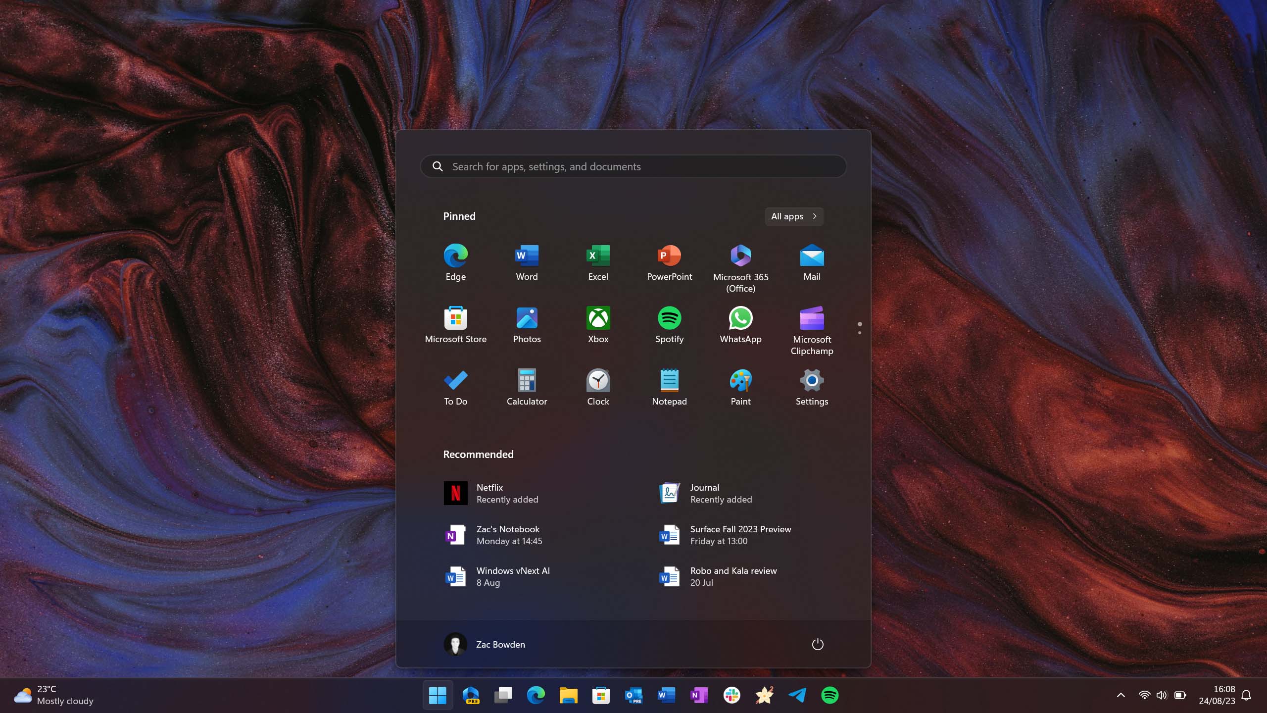 Windows 11 23H2 adds a new Start menu feature - files thumbnail