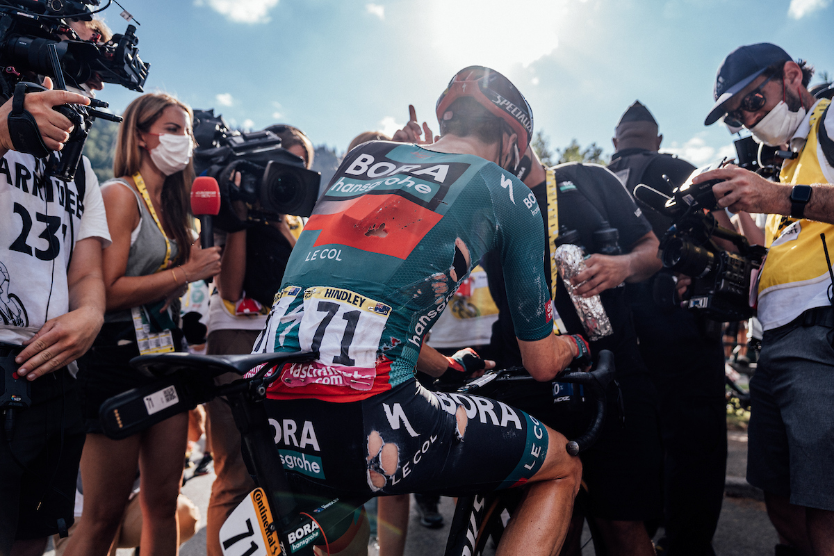 Zdjęcie: Zack Williams/SWpix.com – 15.07.2023 – Kolarstwo – Tour de France 2023 – 14. etap z Annemasse do Morzine les Portes du Soleil (151,8 km) – Jai Hindley, Bora Hansgrohe.