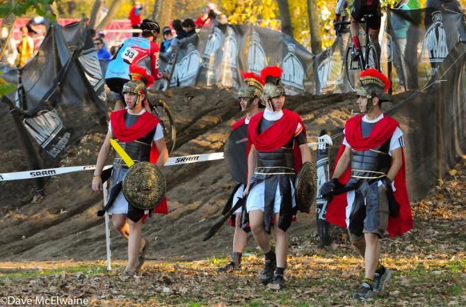 The Roman guards were on hand to encourage the racers