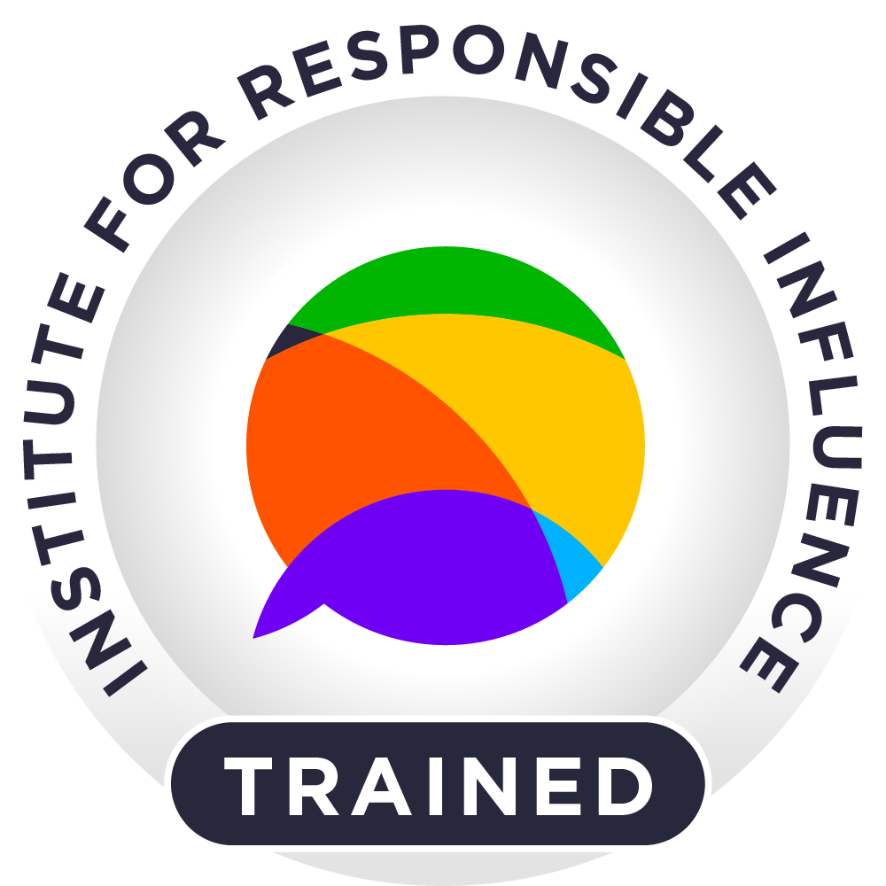Seal showing a influencer has received Institute for Responsible Influence training