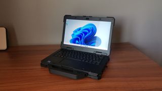 A photograph of the Dell Latitude 7330 Rugged Extreme on a table