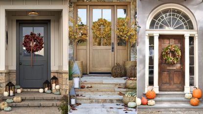 Three fall-themed front doors