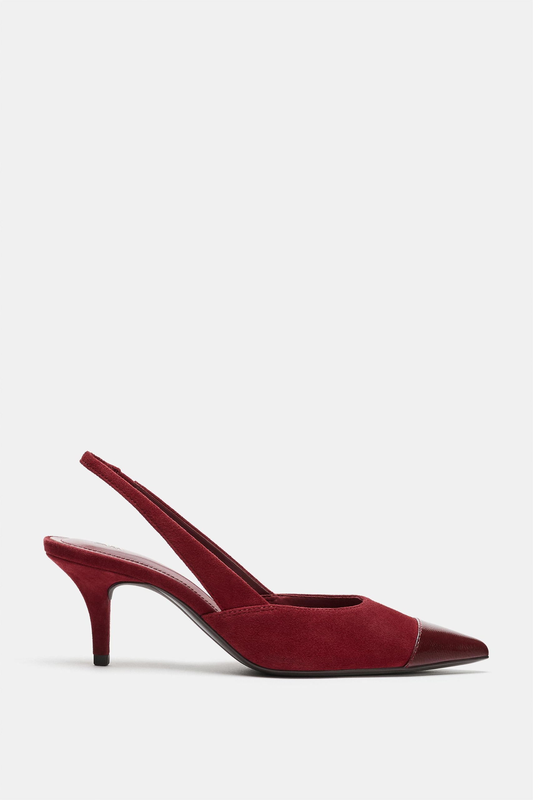 Suede Slingback Heels - Burgundy Red - 5