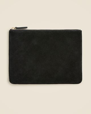 Berkeley Zipper Pouch in Leather and Suede