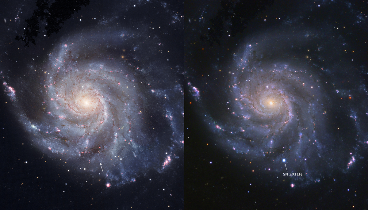 Pinwheel Galaxy Before and After Supernova 2011fe Exploded