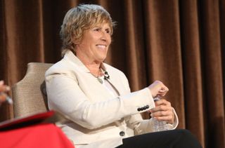 Diana Nyad sat on stage giving a talk