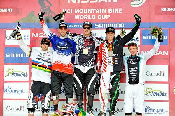 Podium (L-R): Gee Atherton, Fabien Barel, Greg Minnaar, Samuel Hill and Aaron Gwinn.