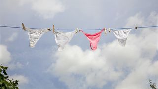 women's underwear on a clothesline