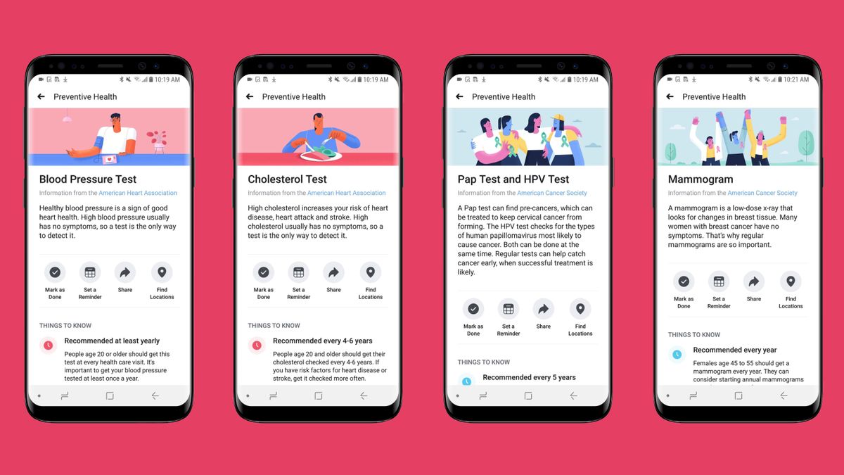 Facebook wants you to check your cholesterol and book a mammogram