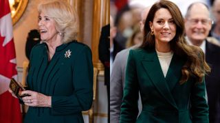 Queen Camilla and Kate Middleton both wearing green